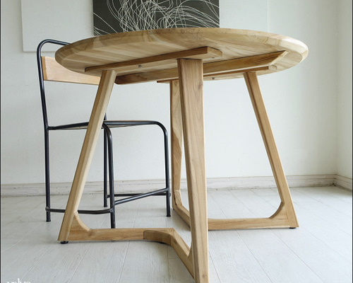 チーク無垢材 丸テーブルbulat100cm ダイニングテーブル 円形テーブル