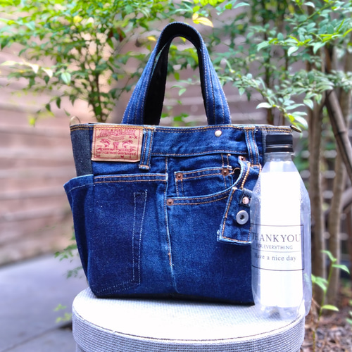 №764【DENIM✖️サイドポケットToteBag⚮̈】デニムリメイク