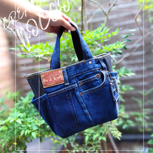 №764【DENIM✖️サイドポケットToteBag⚮̈】デニムリメイク
