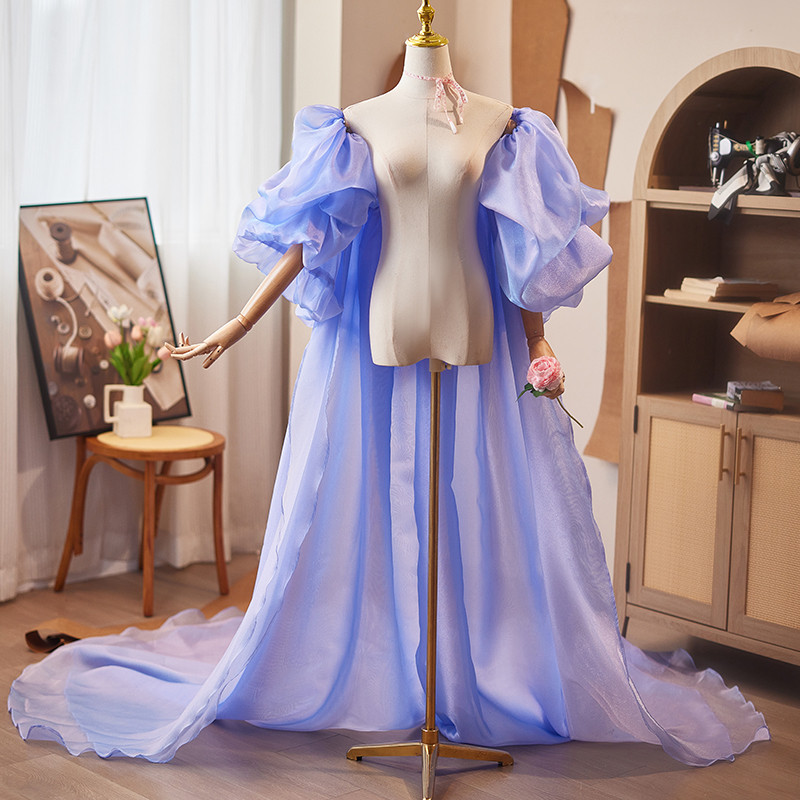 ケープ トレーン 裾引き 青 DIY 綺麗 肩飾り アクセサリー パーティー ウェディングドレス DTY178