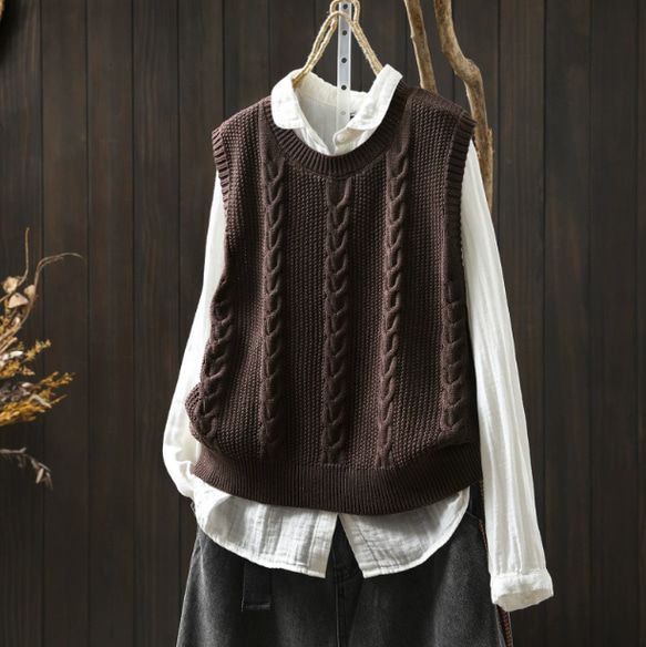 新作｜ ニットベスト ノースリーブ 重ね着しやすい ベストトップス 秋
