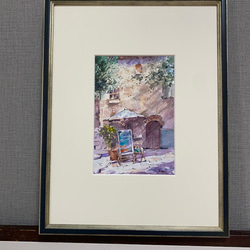 195）原画 水彩画 風景画 南フランスの小さな村 絵画 マグリット0125