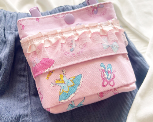 新作☆バレエ柄 フリル付き⭐︎移動ポケット⭐︎女の子 小学生 幼稚園