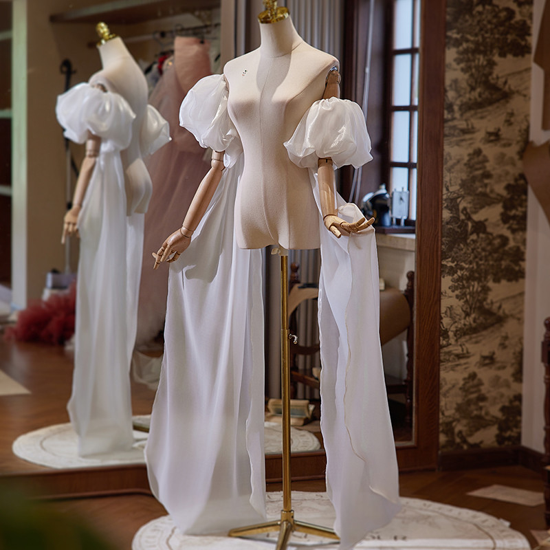 ケープ トレーン 裾引き 白 綺麗 DIY 肩飾り アクセサリー パーティー ウェディングドレス DTY025