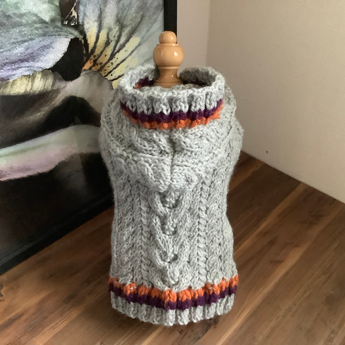 犬服 ニット セーター 手編みオーダー ウール100% 犬服 ニット