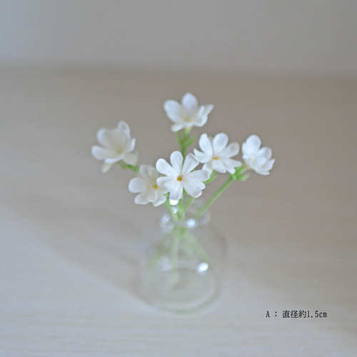 m.nクレイフラワー 2点 ジャスミン 花の直径約1.5cm ✿クレイフラワー NO.S15-1 アート