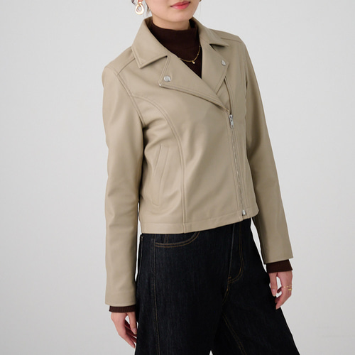 ﾓﾘﾉｶﾞｯｺｳ Mサイズ ラムレザーダブルライダースジャケット (グレー