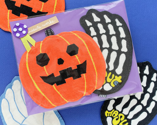 ミニハンカチセット ハロウィンかぼちゃ ホネホネの手 個性的 おもしろ