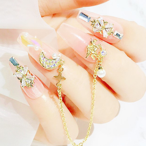 豪華ラインストーン ジルコン ジェルネイルパーツ 金具