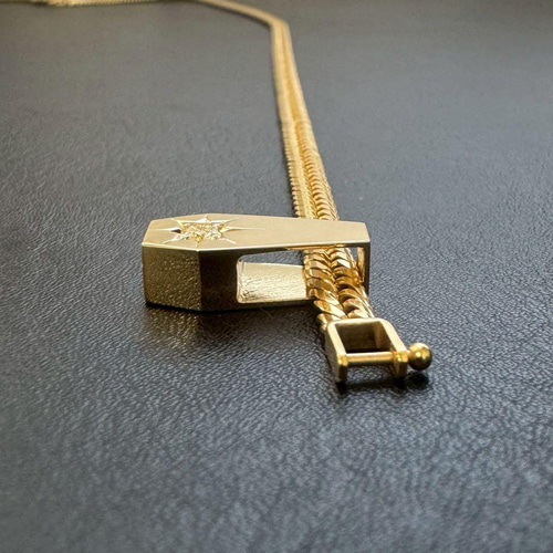 受注生産】 【K18／Mサイズ】喜平50g 後光留め ダイヤ 0.11ct