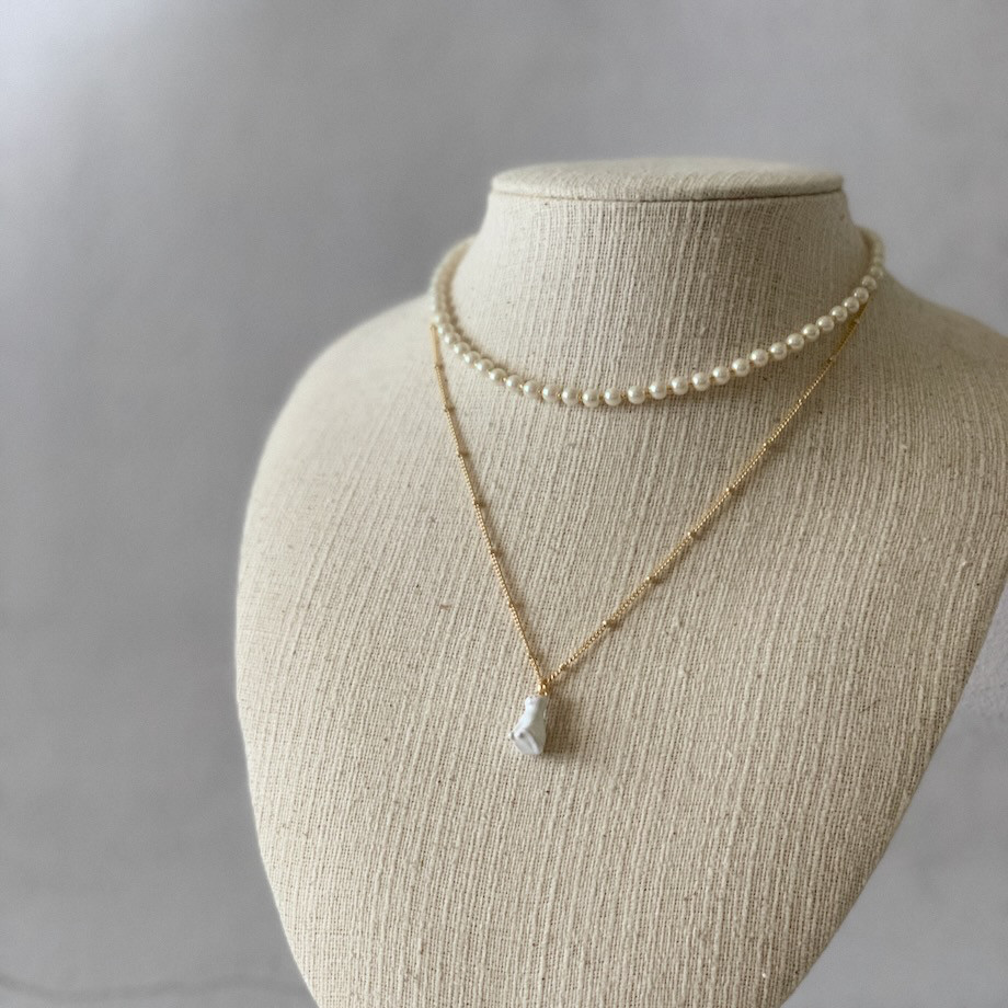 Cat & Pearl Double Strand Necklace