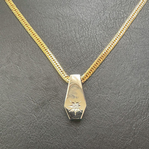 受注生産】【Pt900／Lサイズ】喜平100g 後光留め ダイヤ 0.13ct