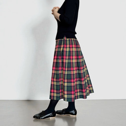 creema 上質シャギーチェックのギャザースカート オリーブグリーン 新品 1番人気♪上質シャギーチェックのギャザースカート オリーブ