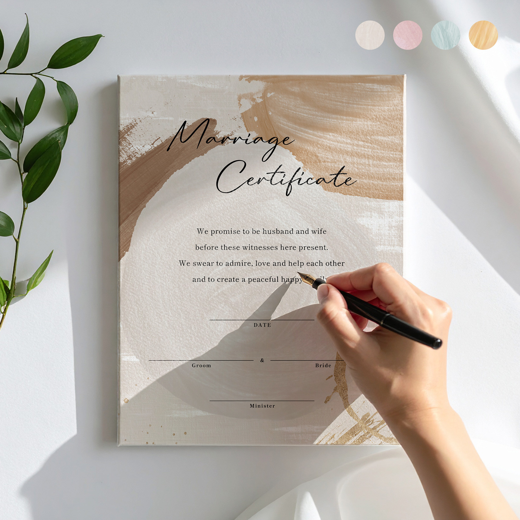 結婚証明書 ｜絵画風キャンバス（署名欄カスタムOK／名入れ対応／4デザイン）