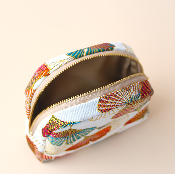 [ 秋限定 ] フランス生地 ラウンドポーチC ginkgo multi 9枚目の画像