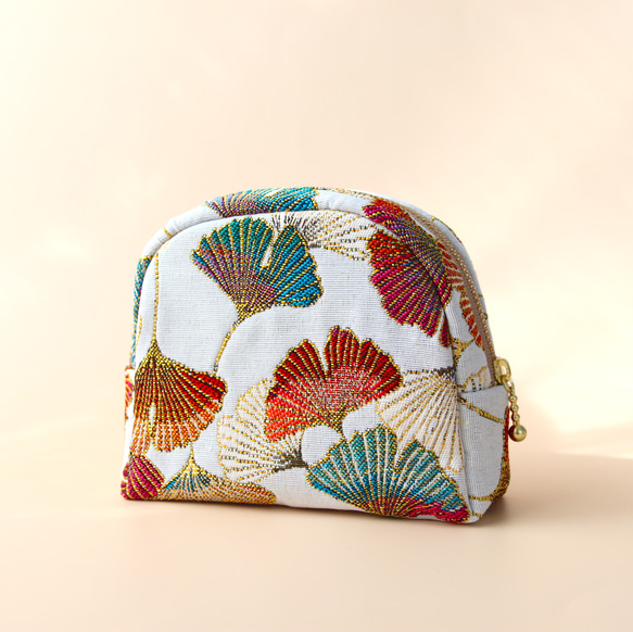 [ 秋限定 ] フランス生地 ラウンドポーチC ginkgo multi 3枚目の画像