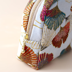 [ 秋限定 ] フランス生地 ラウンドポーチC ginkgo multi 5枚目の画像