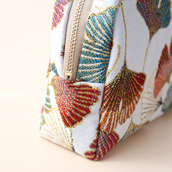 [ 秋限定 ] フランス生地 ラウンドポーチC ginkgo multi 6枚目の画像