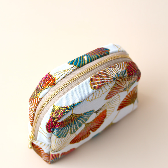 [ 秋限定 ] フランス生地 ラウンドポーチC ginkgo multi 8枚目の画像