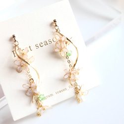 銀木犀　ウェーブ　ピアス・イヤリング　ディップフラワー 4枚目の画像