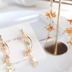 銀木犀　ウェーブ　ピアス・イヤリング　ディップフラワー 5枚目の画像