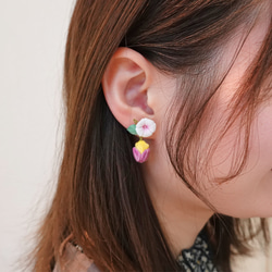 つまみ細工「サツマイモ（紅はるか）のピアス・イヤリング」 3枚目の画像