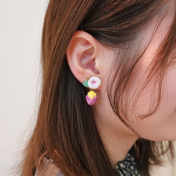 つまみ細工「サツマイモ（紅はるか）のピアス・イヤリング」 3枚目の画像