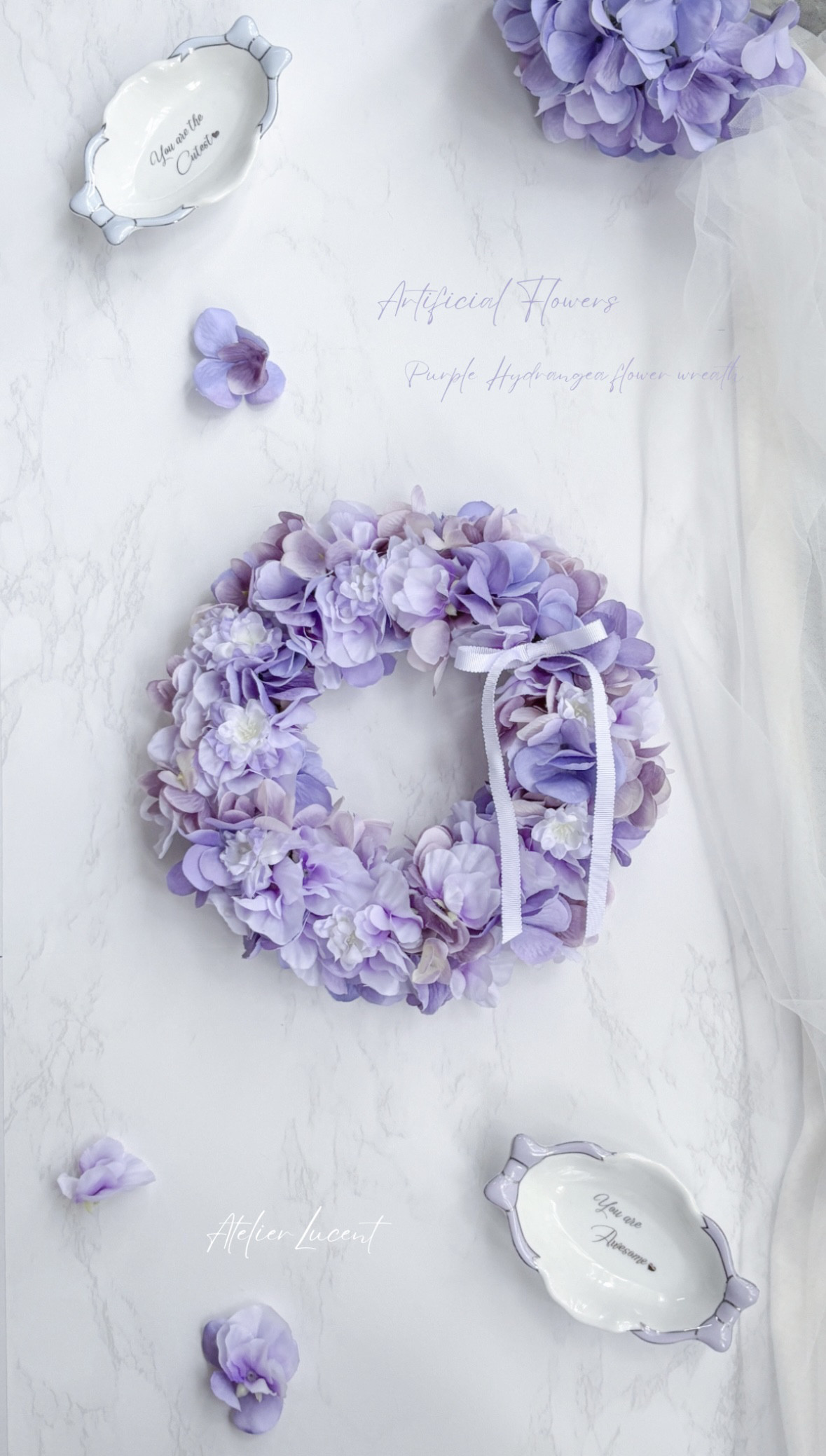 紫の紫陽花リース