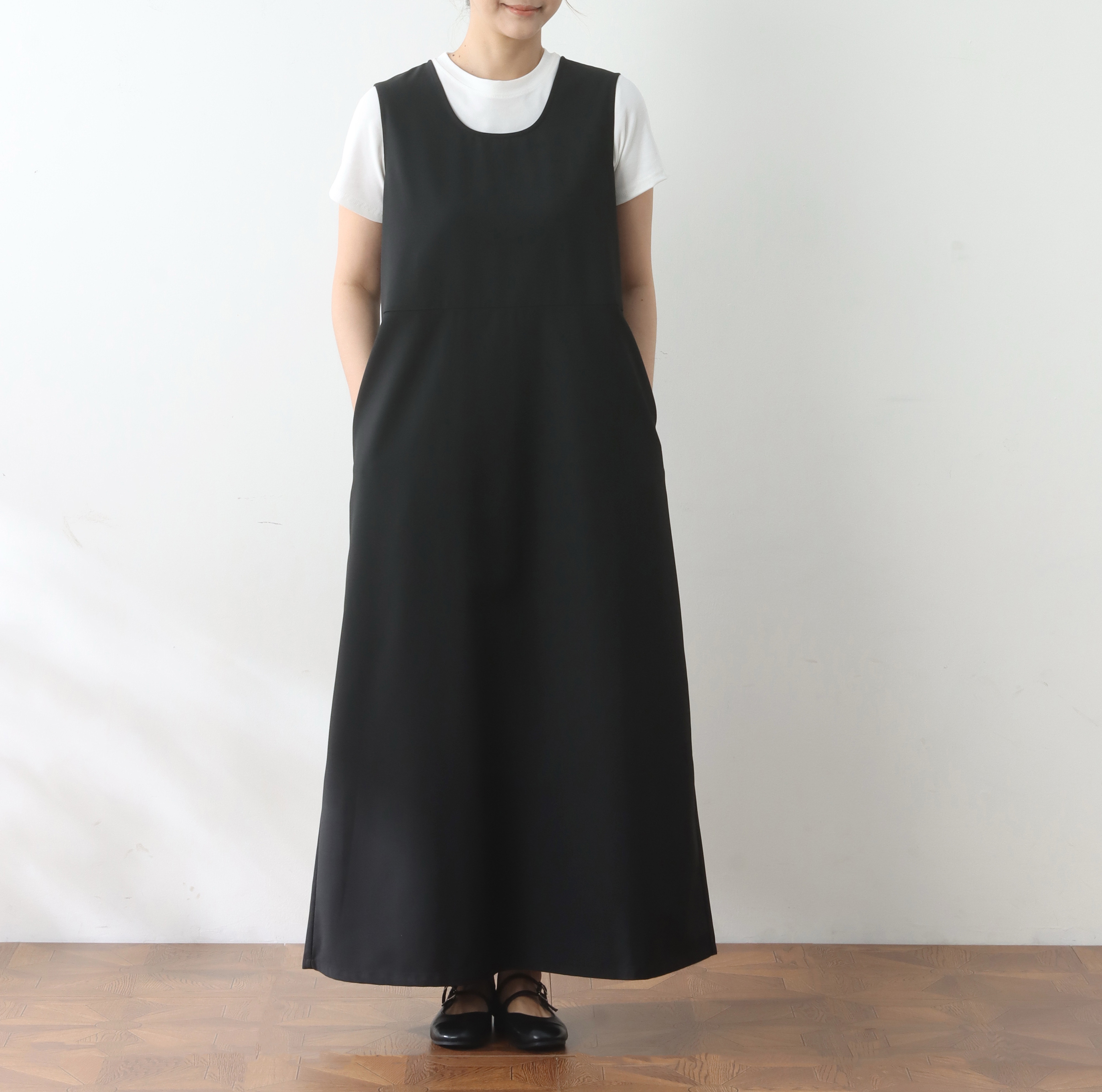 裾上げ無料♪サイズオーダー可♪全18色　ノースリーブ　ロングワンピース