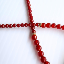 【D32】　大人女性に似合う赤の輝き｜レッド&ブロンズとんぼ玉×赤めのう×ガーネット ネックレス　天然石ビーズ 8枚目の画像