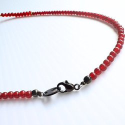 【D32】　大人女性に似合う赤の輝き｜レッド&ブロンズとんぼ玉×赤めのう×ガーネット ネックレス　天然石ビーズ 10枚目の画像