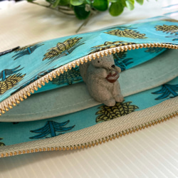 仕切り付き　ラミネートポーチ　(インディーフラワー) お札ポーチ　通帳ポーチ 3枚目の画像