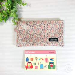 仕切り付き　ラミネートポーチ　(インディーフラワー) お札ポーチ　通帳ポーチ 5枚目の画像