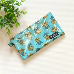 仕切り付き　ラミネートポーチ　(インディーフラワー) お札ポーチ　通帳ポーチ 1枚目の画像