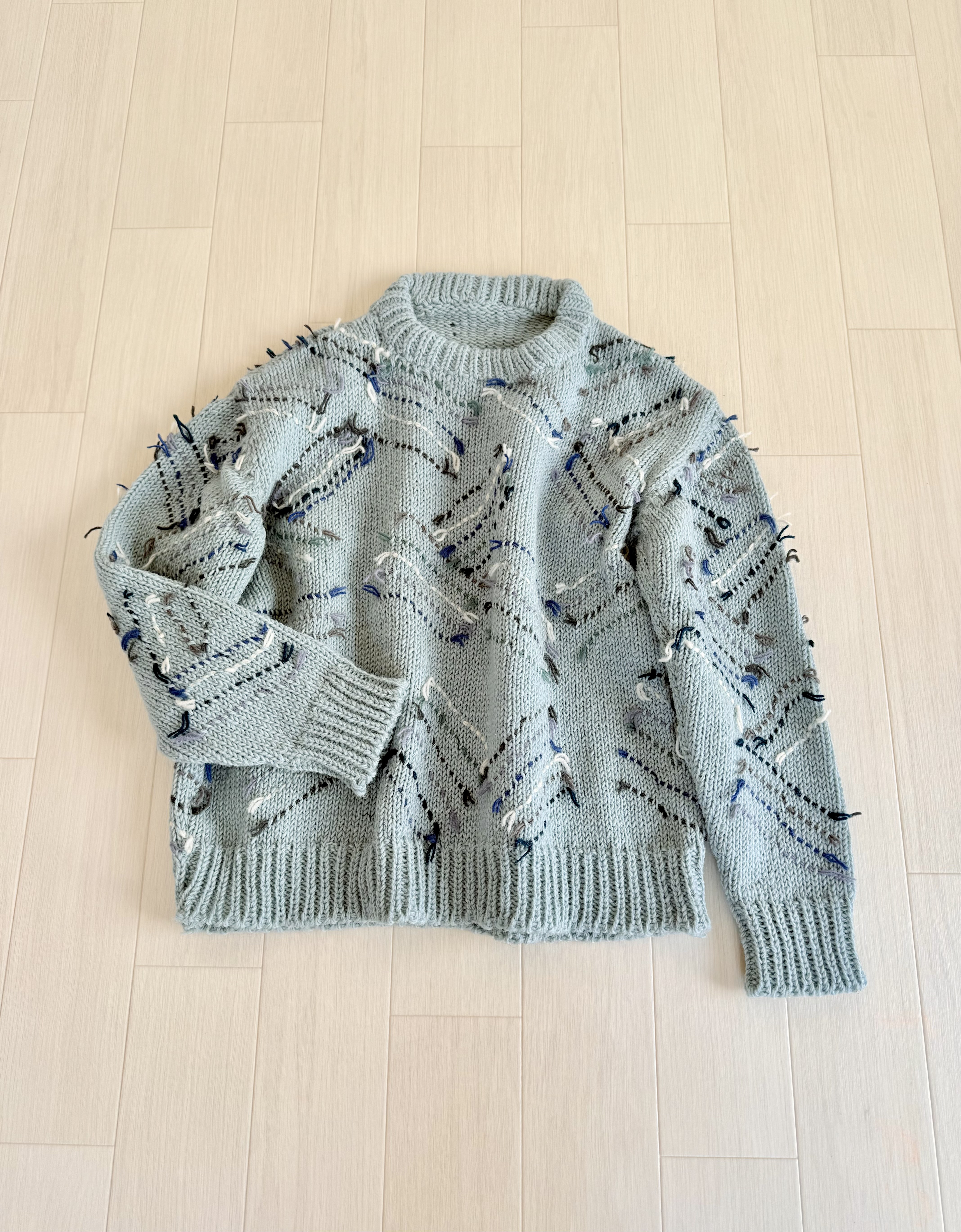 ウール100%・ローゲージセーター・水色