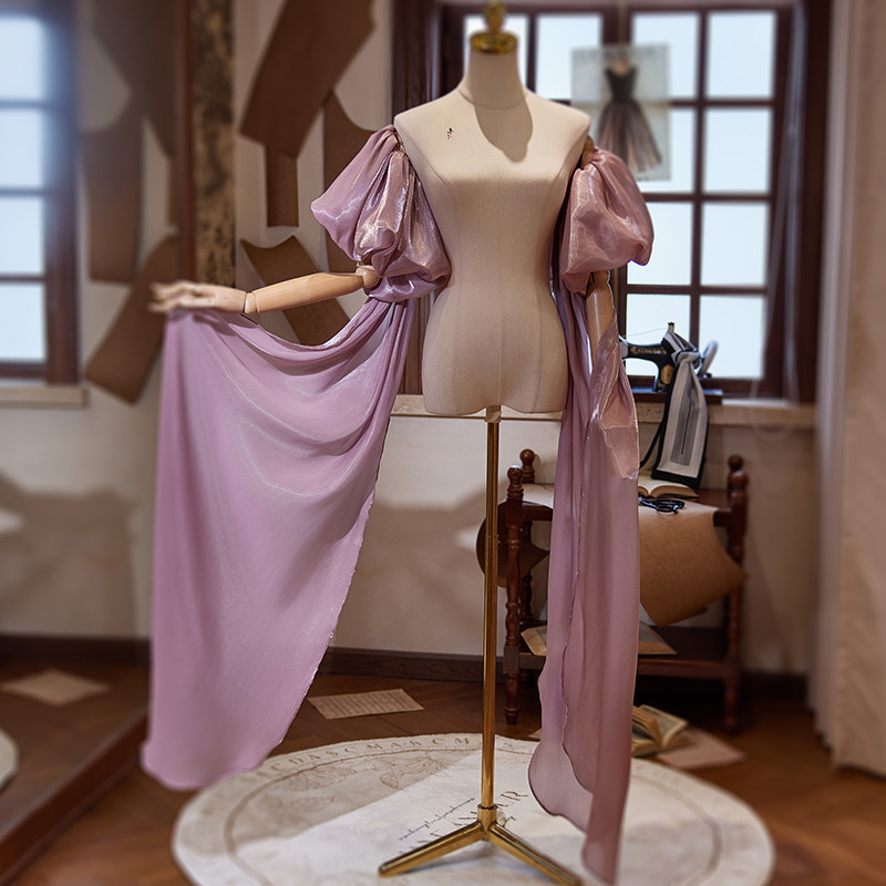 ケープ トレーン 特大スリーブ 紫 DIY 高級感 肩飾り アクセサリー パーティー ウェディングドレス DTY024