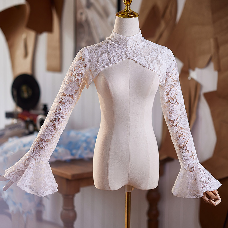 レース 長袖 白 DIY 綺麗 肩飾り ドレスアクセサリー ウェディングドレス DTY326