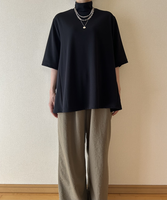 Aラインのニットトップス　ブラック　サイズ展開あり 5枚目の画像