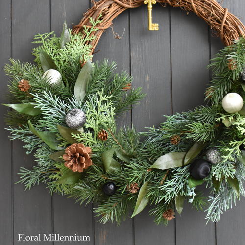 クリスマスリース☆サイズオーダー 一点ものクリスマス2025】大きめサイズ！スタイリッシュなクリスマス