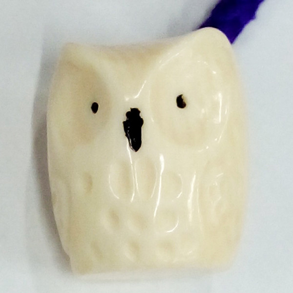 【本象牙】職人手作り 象牙の根付ストラップ / ふくろう №40