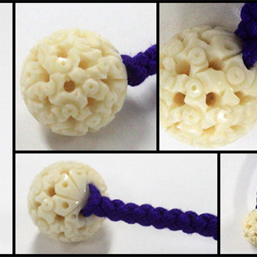 本象牙】職人手作り 象牙の根付ストラップ / 楠玉(小) №41 その他素材