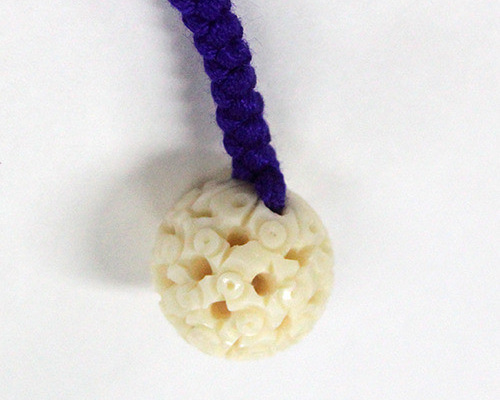 本象牙】職人手作り 象牙の根付ストラップ / 楠玉(小) №41 その他素材