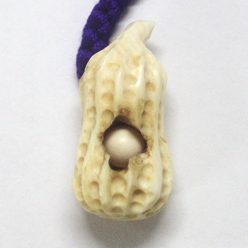 【本象牙】職人手作り 象牙の根付ストラップ / 南京豆 №45