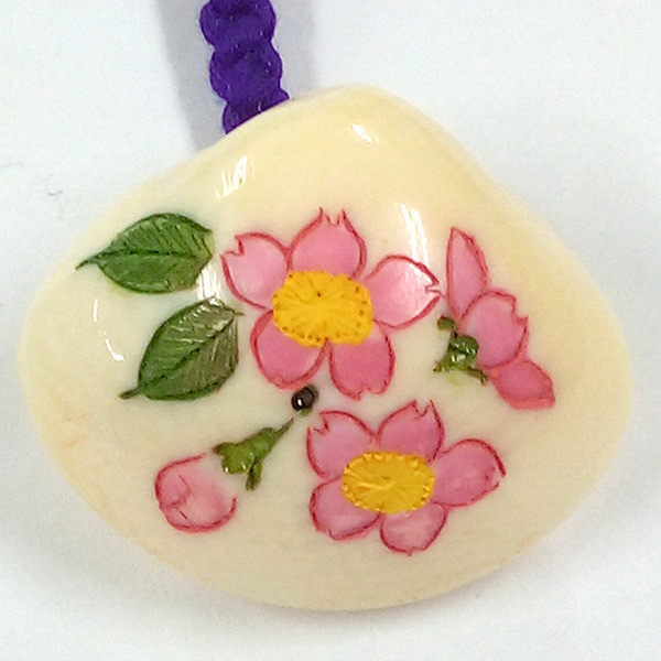 【本象牙】職人手作り 象牙の根付ストラップ / 彫りの蛤 №46