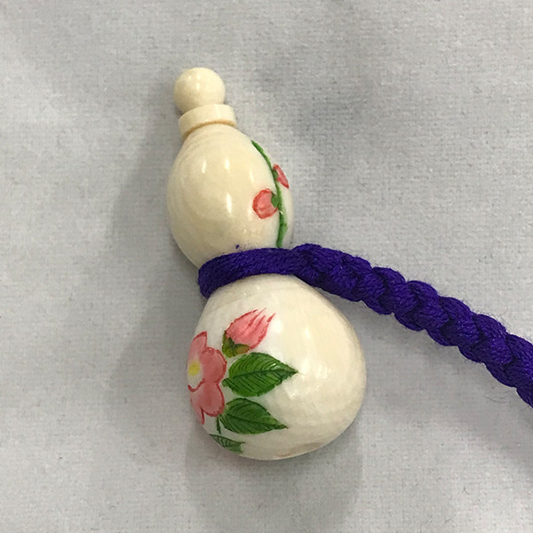 【本象牙】職人手作り 象牙の根付ストラップ / 瓢箪 №61