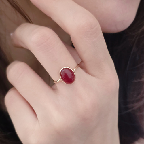 K10＊かわいいレッドベリルリングです K10＊かわいいレッドベリルリングです 指輪・リング