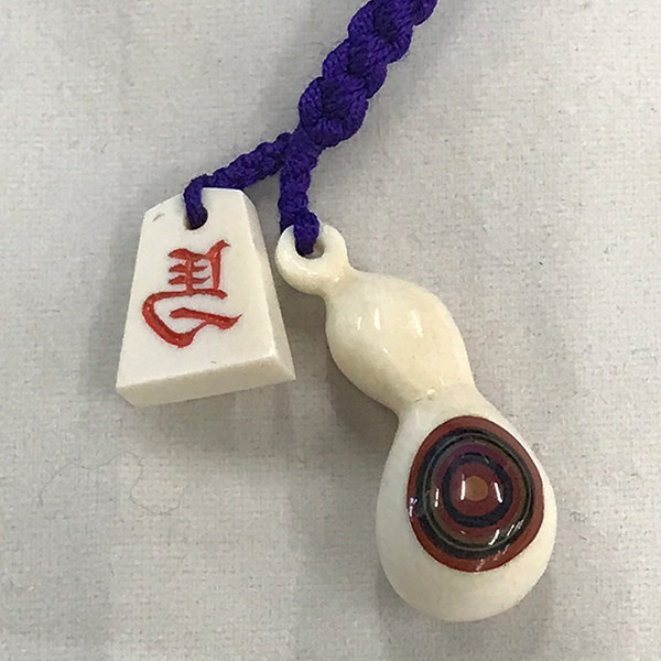 【本象牙】職人手作り 象牙の根付ストラップ / 瓢箪2 №62