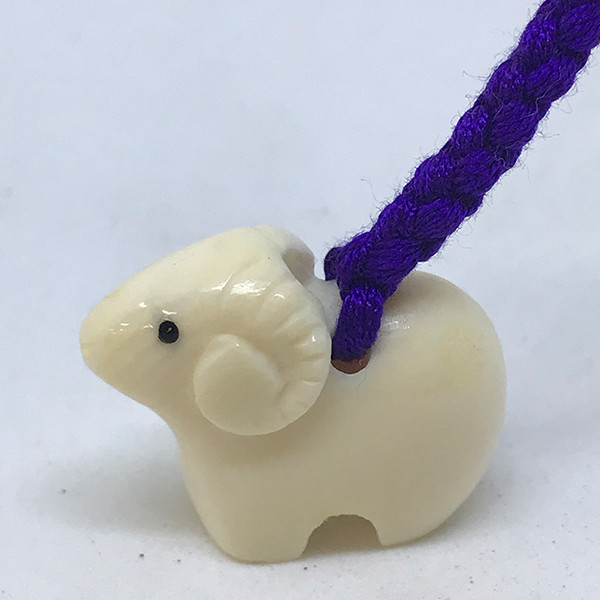 【本象牙】職人手作り 象牙の根付ストラップ / 羊 №79