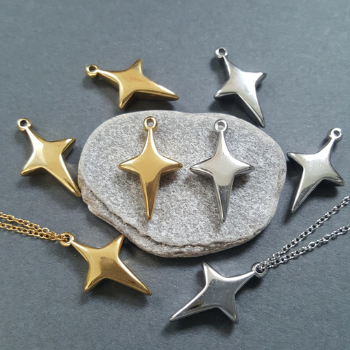 1pcs] オール ステンレス ライト クロススター チャーム サージカル