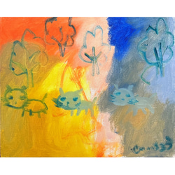 あたらしいおともだち②】F8 絵画 原画 油絵 油彩 キャンバス 犬